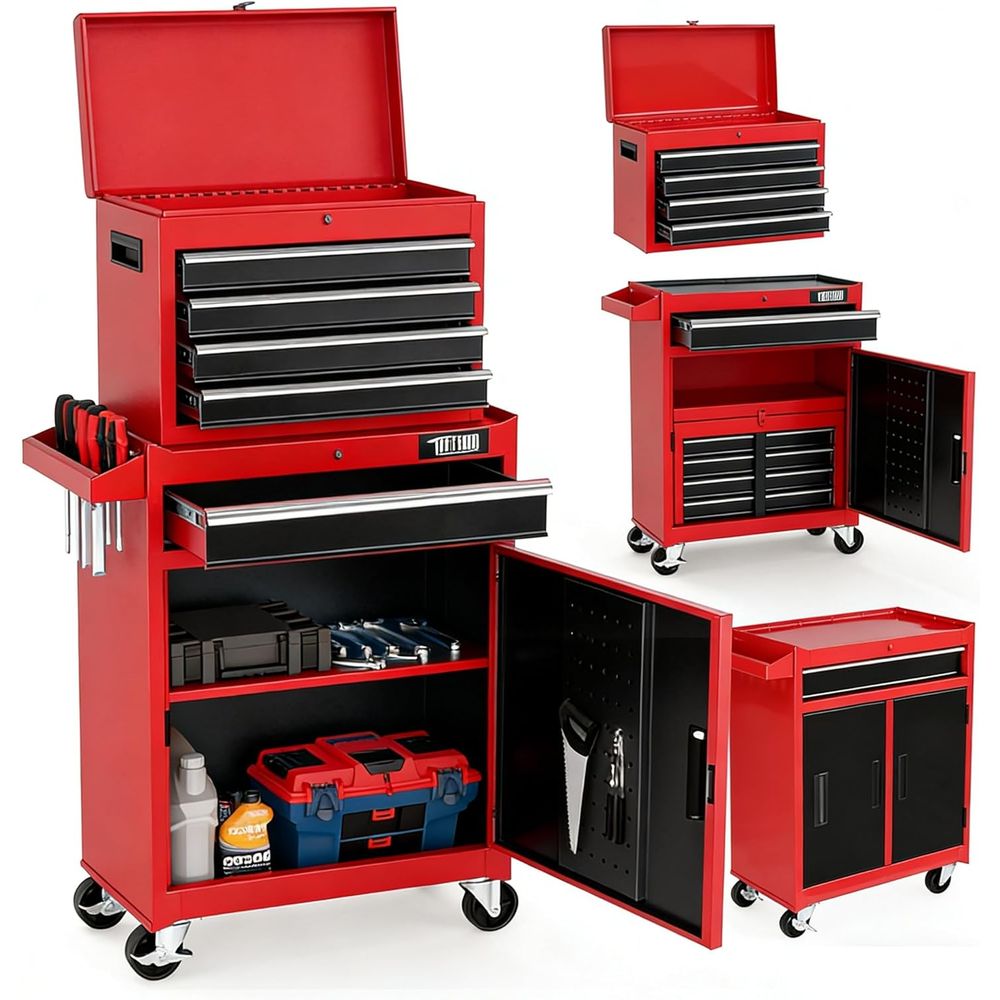 Workshop Tools Shelf - Rolling Tool Chest with Detachable Top,