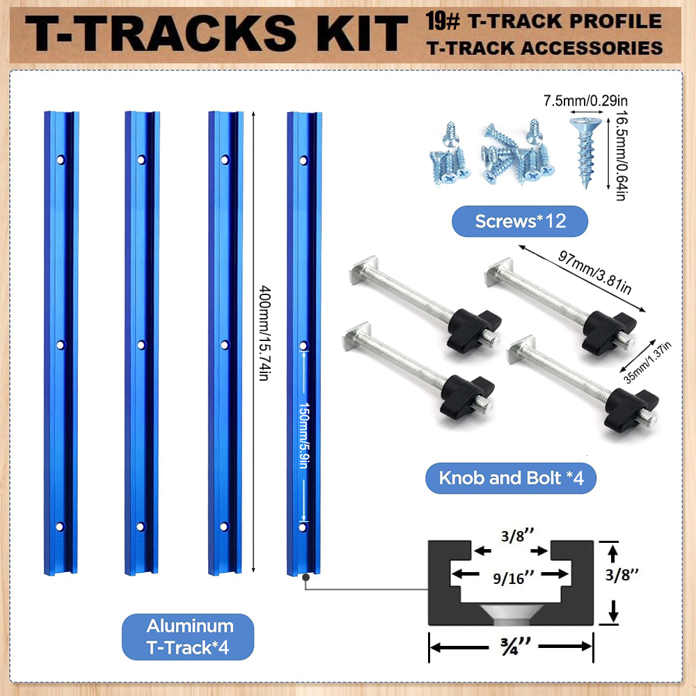 Router Table Insert - Woodworking 19# T-track Kit and Accessories