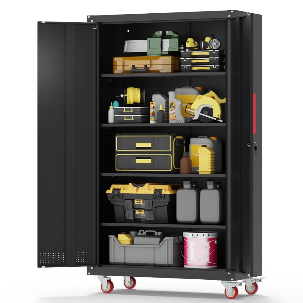 Lockable Metal Garage Storage  - Workshop Tools Shelf review and price
