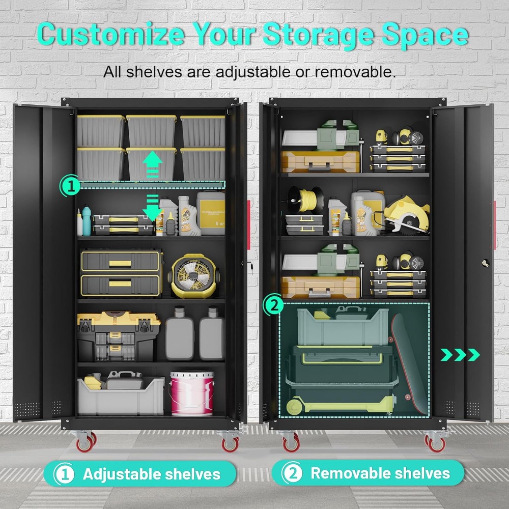Lockable Metal Garage Storage  - Workshop Tools Shelf review and price